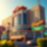 Exterior view of The Nugget Hotel showcasing its vibrant architecture