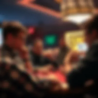 A dynamic scene from a local poker tournament capturing the excitement of players