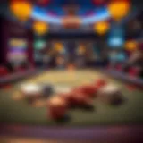 A vibrant poker table setup showcasing cards and chips in a Kentucky venue