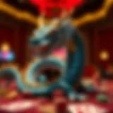 Symbolic representation of a mythical dragon intertwined with casino elements