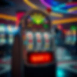 Classic three reel slot machine in a casino setting