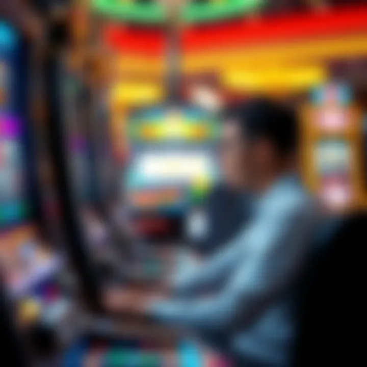 Strategic Play at Three Reel Slots Player strategizing at a three reel slot machine