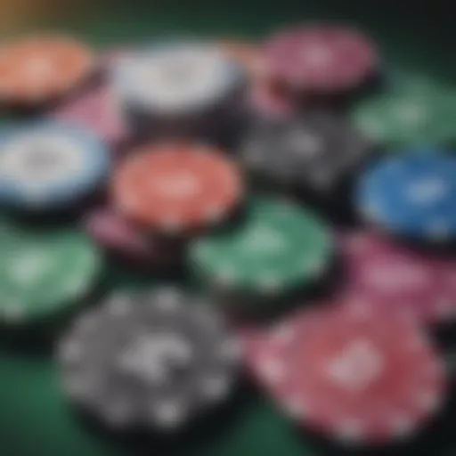 Colorful assortment of poker chips showcasing different denominations