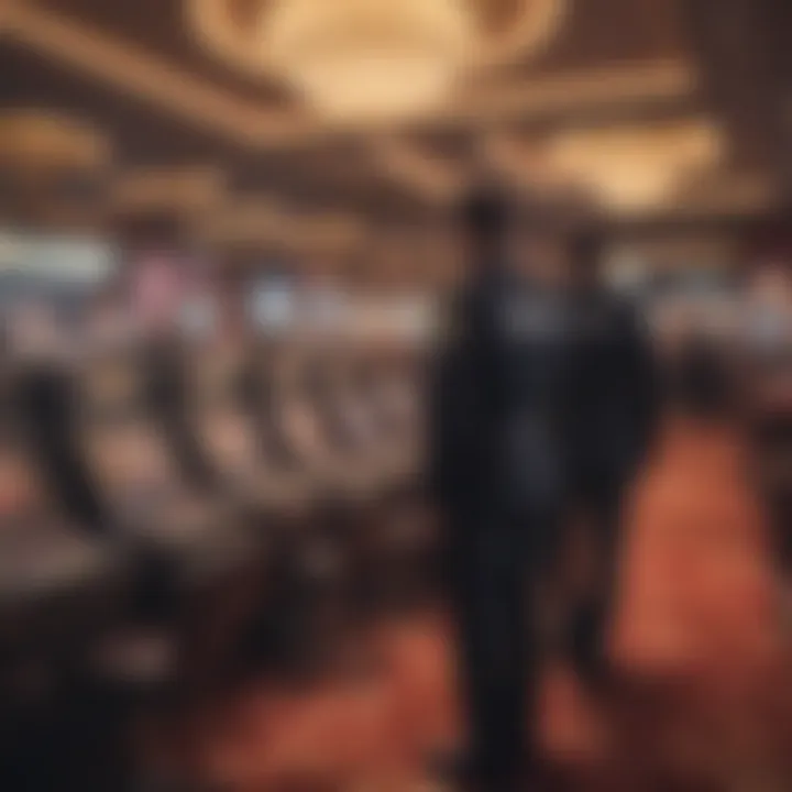 Security personnel monitoring a casino floor for compliance