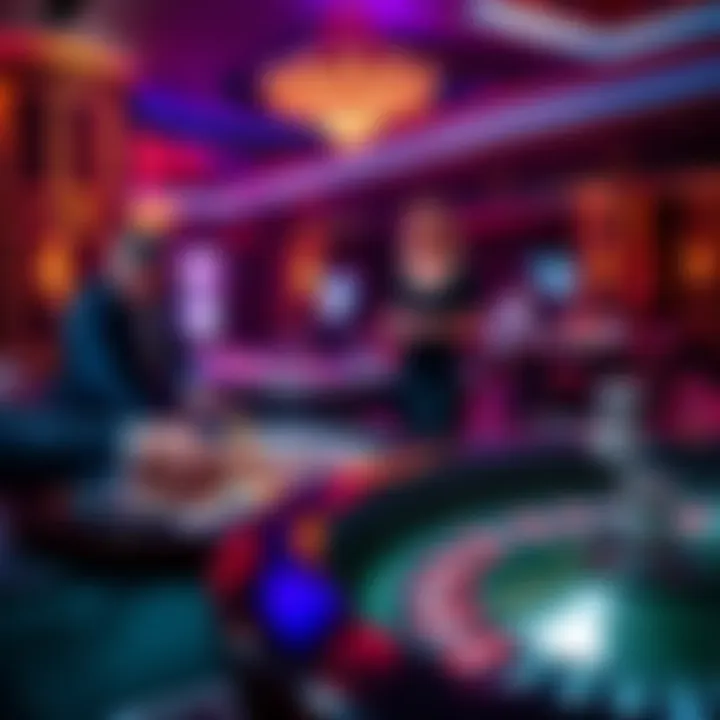 Casino Atmosphere and Roulette Gameplay An immersive casino scene with players engaging at the roulette table.