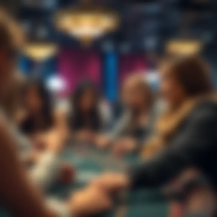 Building Community in Poker A group of female poker players interacting and networking
